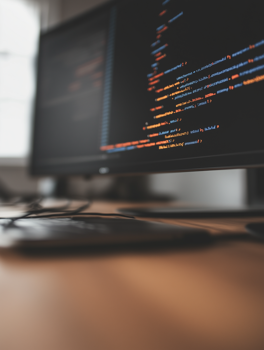 coding workspace close up